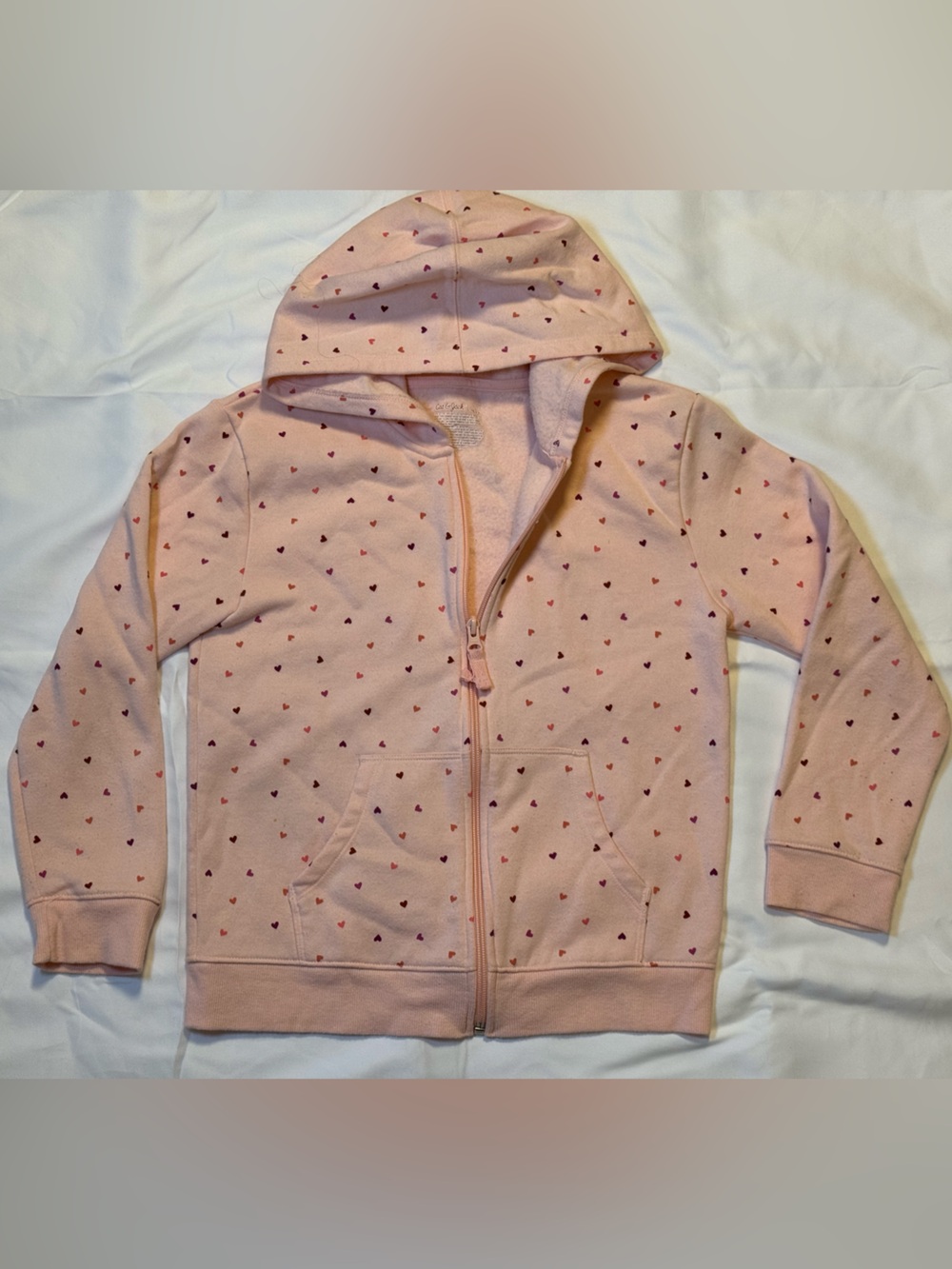 Cat & Jack Light Pink Heart Zip Hoodie Size L (10/12)